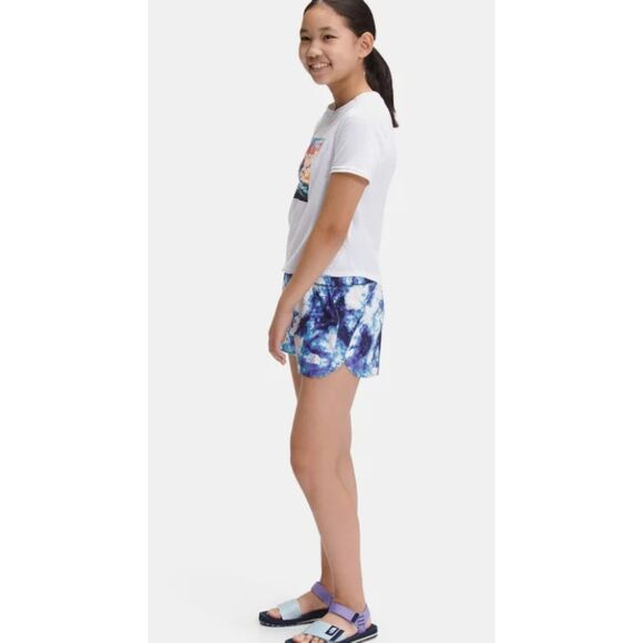 The North Face Girls Medium Printed Activewear Knit Class V Shorts Blue & Purple - Picture 2 of 11